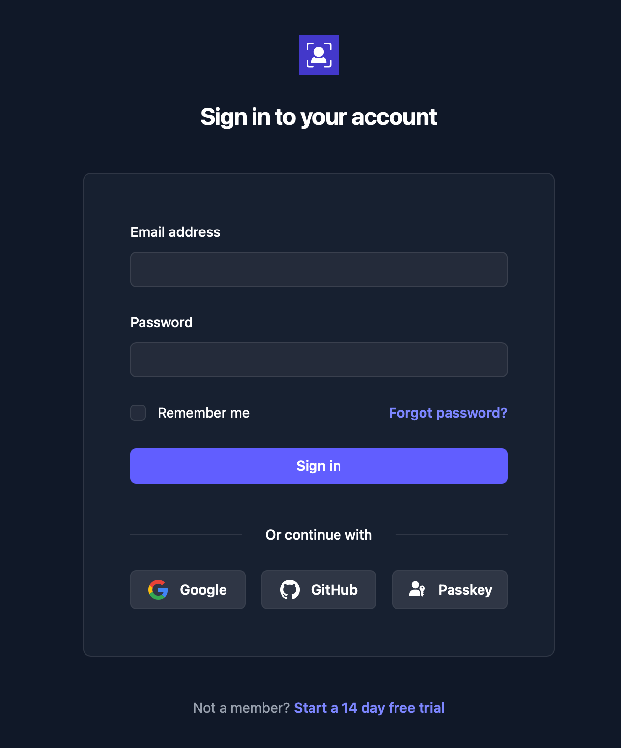 Primary two-step authentication using passkeys