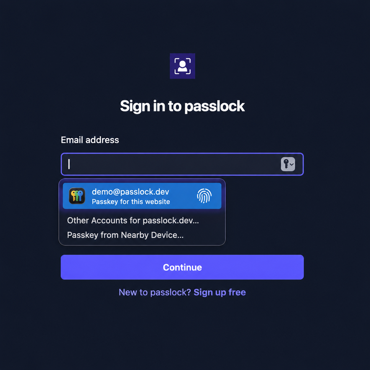 Passkey autofill in action