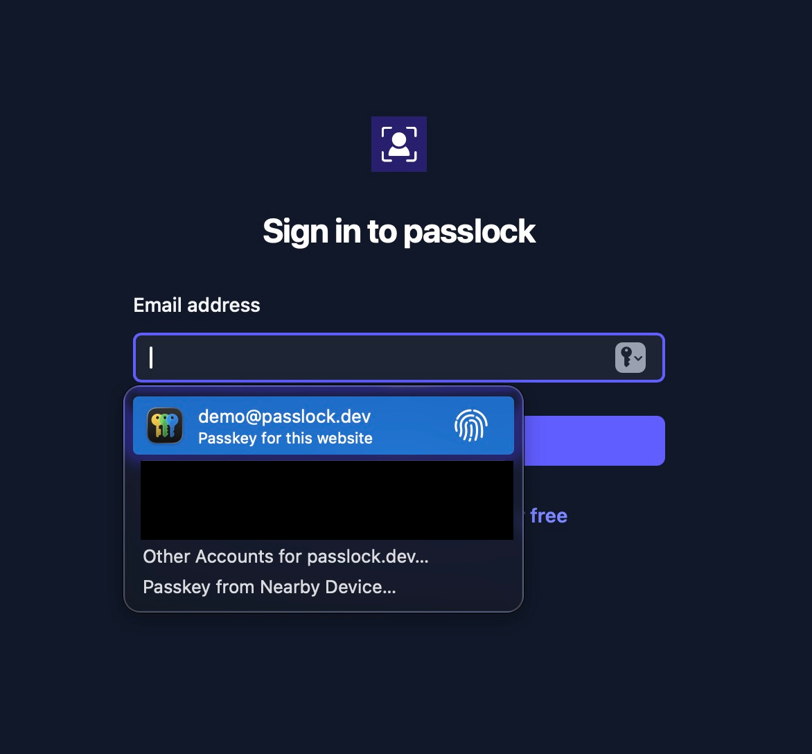 Passkey autofill in action