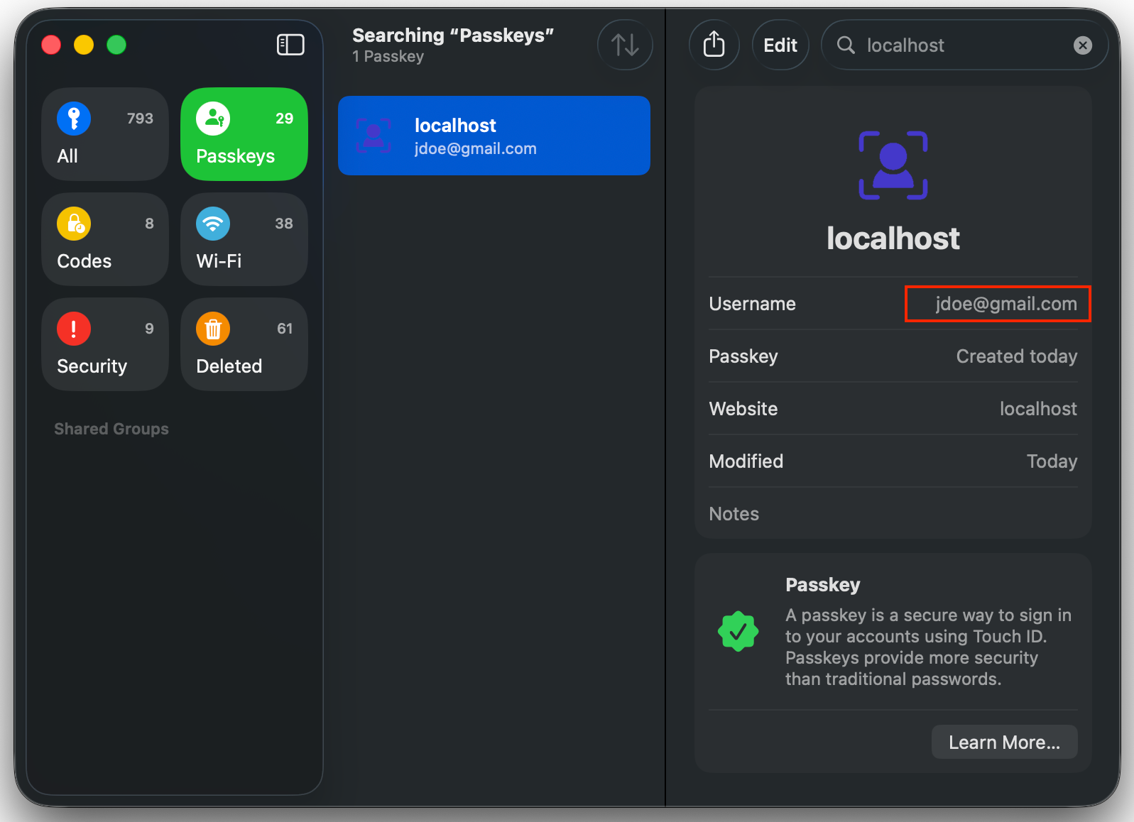 Passkey before a device local name change