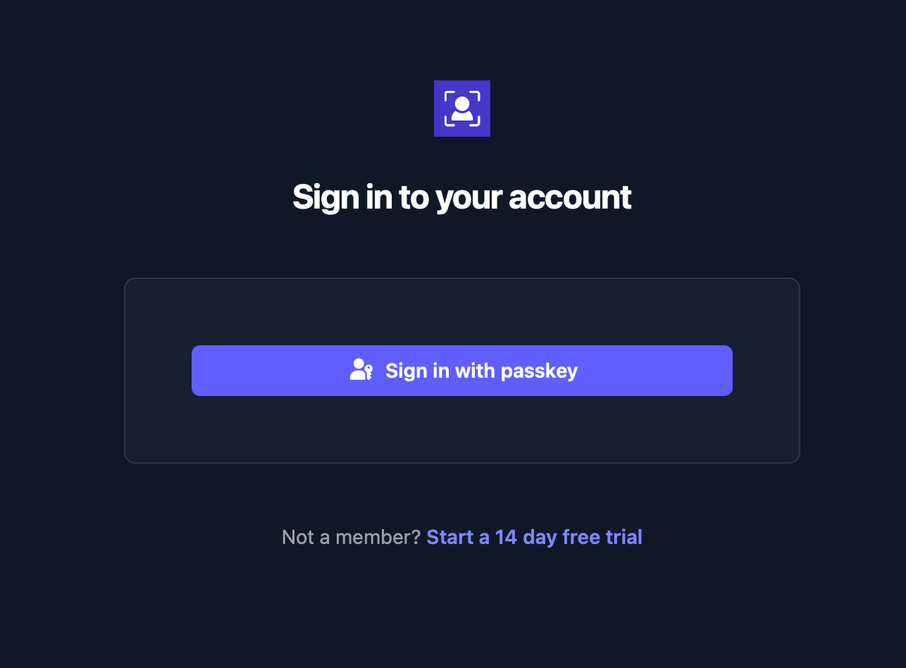 Primary authentication using passkeys