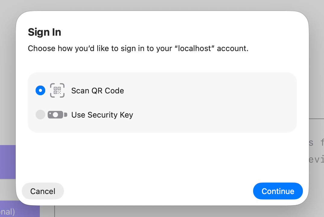 Roaming authenticator flow in macOS Safari
